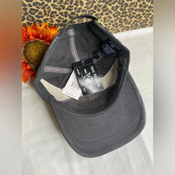 🦋B2G1🦋TRUE RELIGION Black HorseShoe Adjustable Baseball Hat | OSFA | - Picture 5 of 7